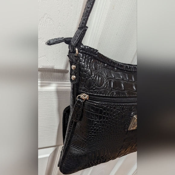 Marc Fisher Croc Embossed Crossbody Bag In Black - Picture 3 of 12